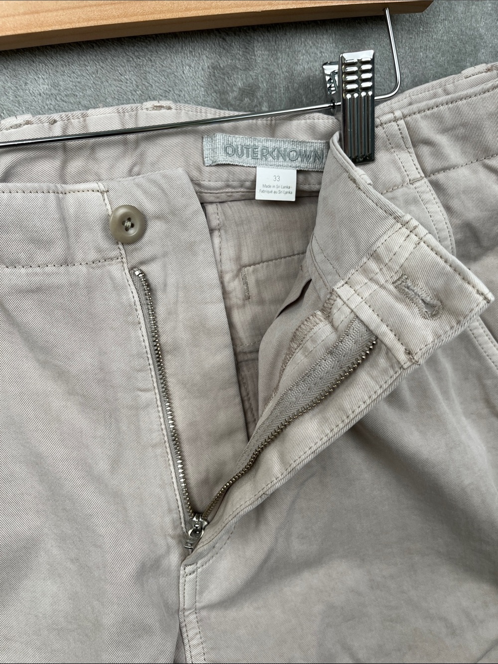 NEW Outerknown 33 Mens Beige 100% Organic Cotton Chino Pants - Picture 8 of 12